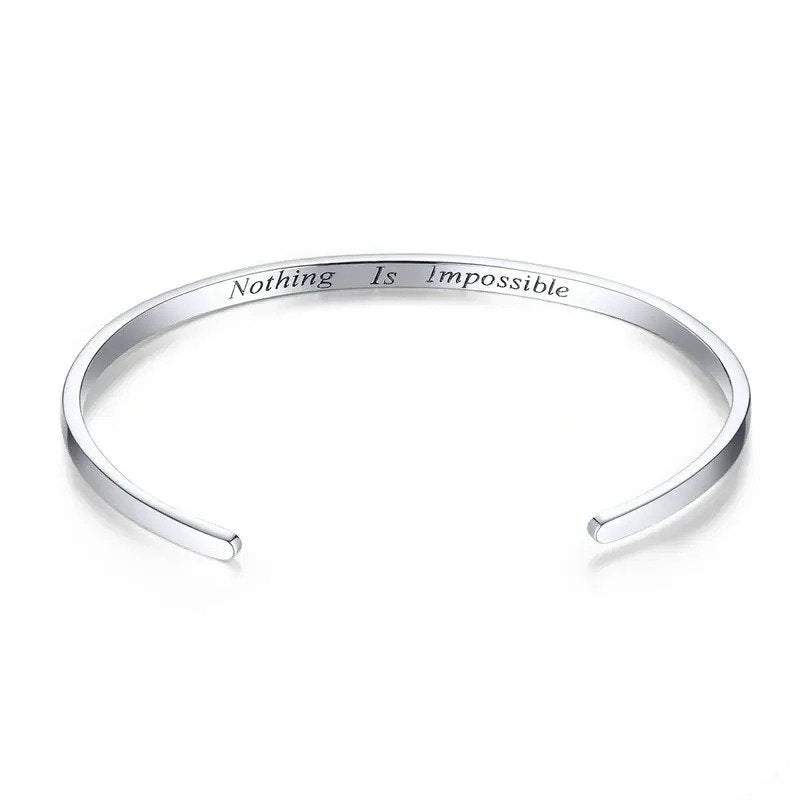 Engrave Courage Bangle Nothing is impossible Fashion